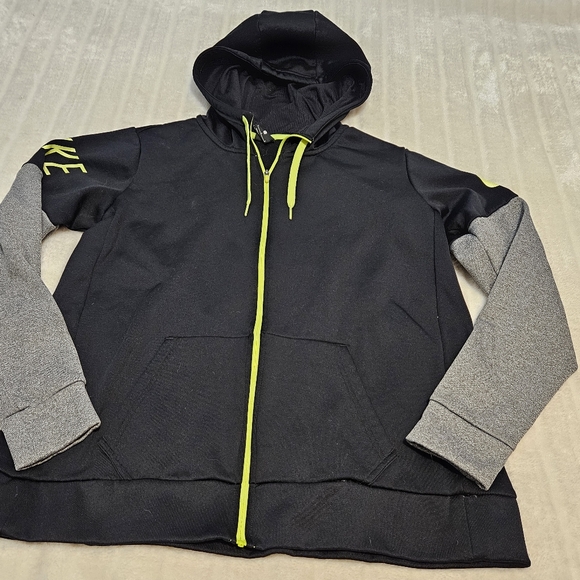 Nike Dri Fit Black, Grey, Neon Green Zipup Sweater - Picture 7 of 14